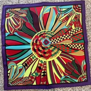 Hermes Multicolor Geometric Floral Scarf